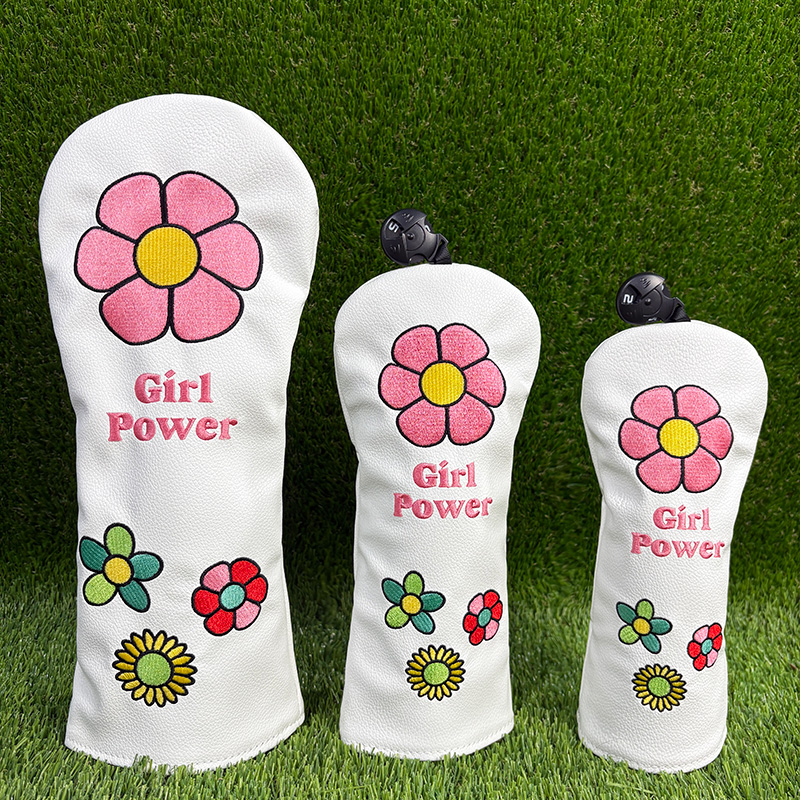 Golf Driver - Flower Golfer Cadeau Golfclub Headcovers Wit